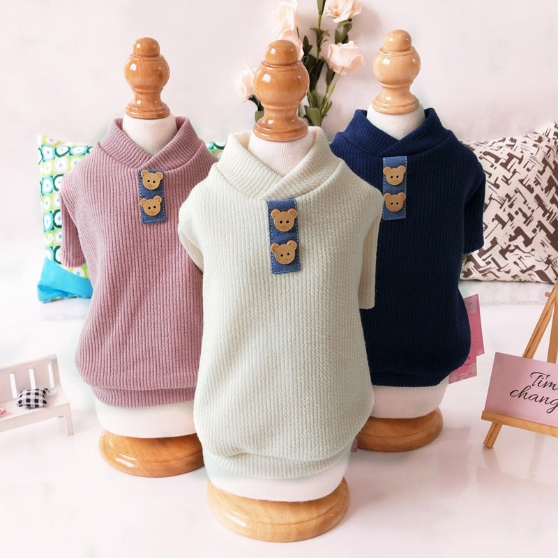 Maglia in cotone per cani di piccola taglia con orsetti e scollo a V - Dog Moda