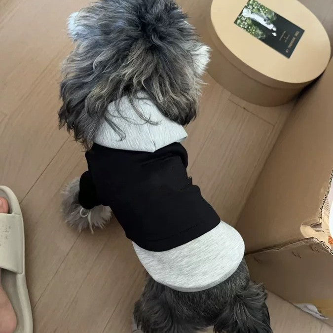 Sudadera para Perro con Capucha Efecto Dos Piezas Negro Gris
