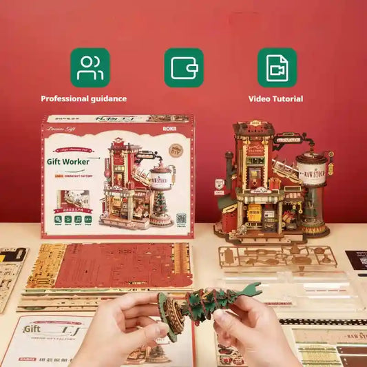Puzzle 3D Legno Fabbrica Regali con Luci LED - Natale by Dog Moda