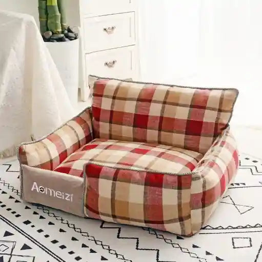 Caseta rectangular para perros - con respaldo elevado