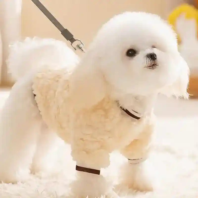 Maglia Pile Cani con Ricamo Maltese - Rosso e Panna by Dog Moda