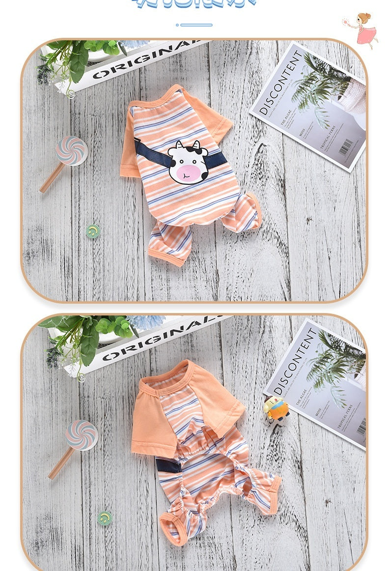 Pigiamino "Sweet Cow" a Righe per Cani - Dolcezza e Comfort Notturno - Dog Moda