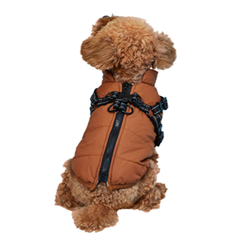 Piumino Imbottito in Pile Smanicato con Pettorina Removibile per cani - Modello FluffyPaws - Dog Moda