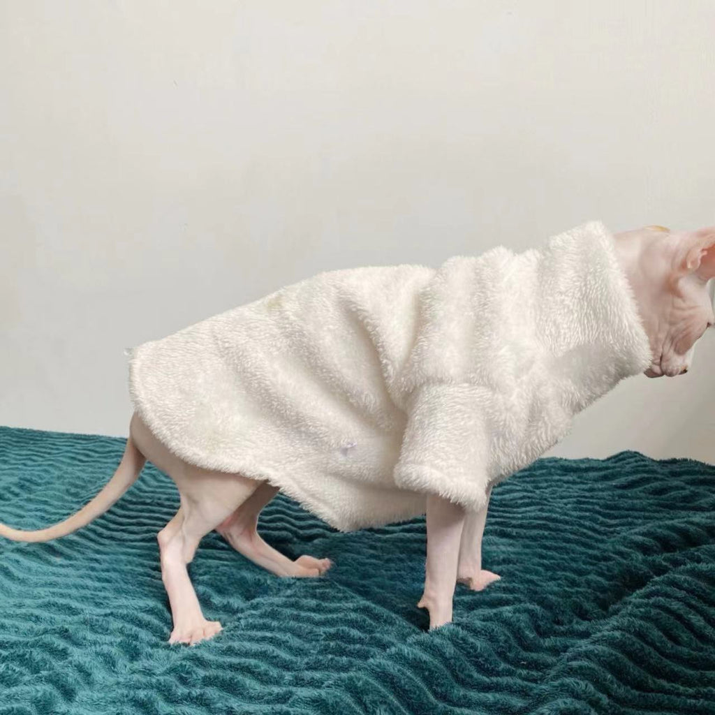 Pile Invernale per Gatti – Giacca Calda in Peluche Bianco o Nero