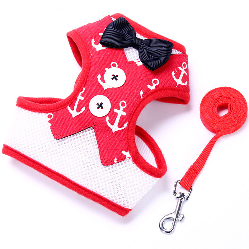 Breathable fabric dog harness and leash set "Grazia"