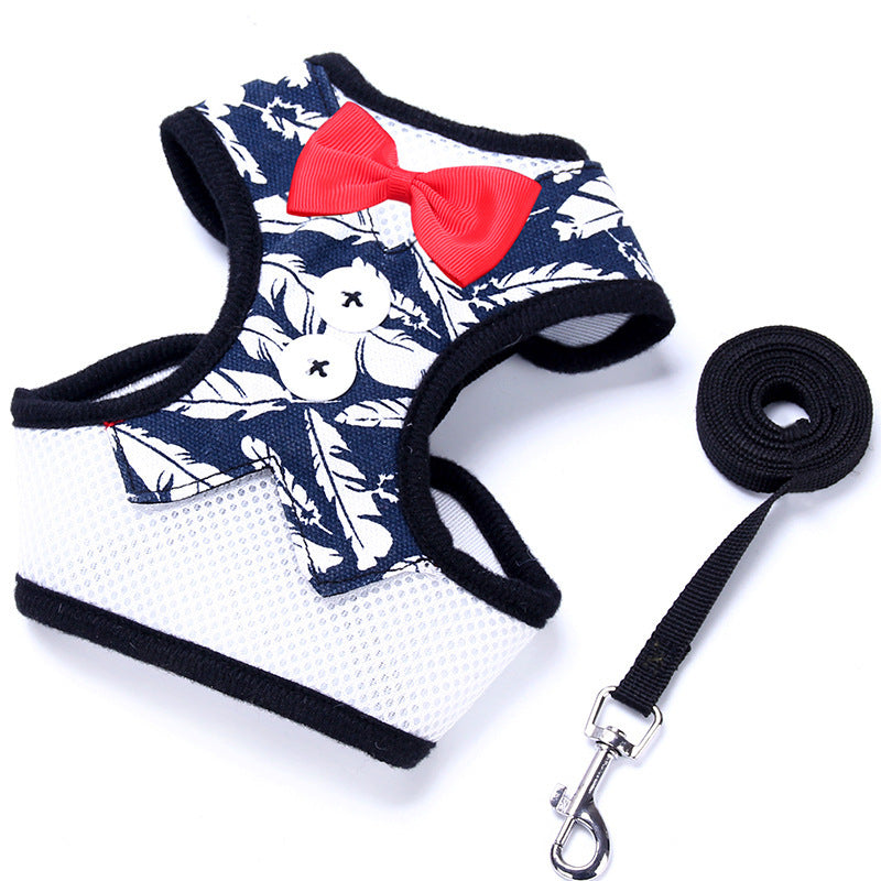 Breathable fabric dog harness and leash set "Grazia"