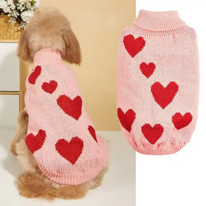 Maglione Cani Cuori San Valentino - Caldo Acrilico by Dog Moda