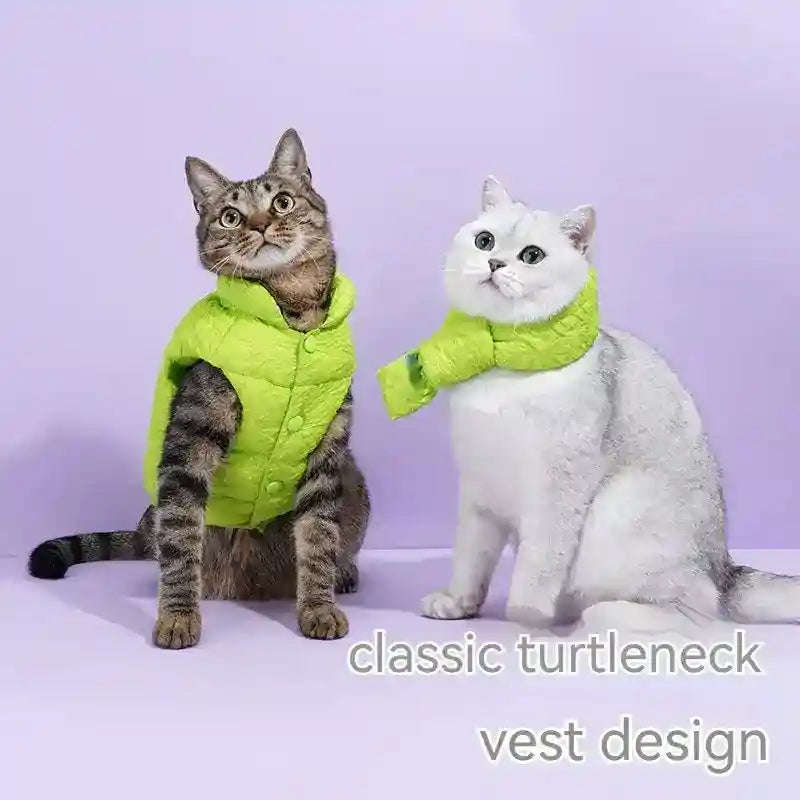 Cappotto ZeZe Gatti Verde - Smanicato Collo Alto S-M-L by Dog Moda