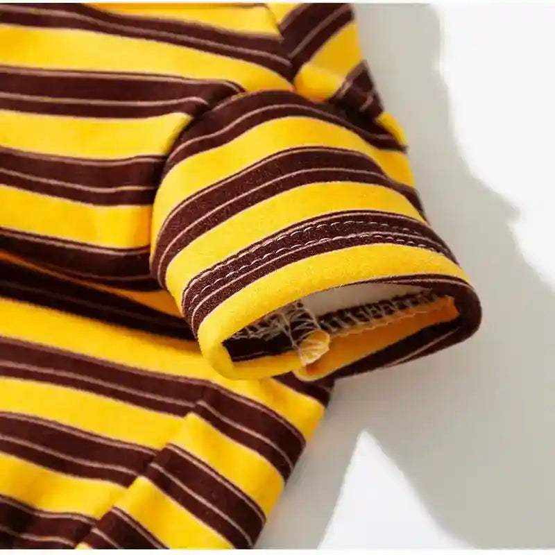 Camiseta para Perros y Gatos con Rayas Homewear Parche Oso Gato