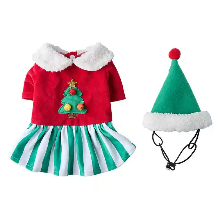 Tutina Natale Cane 4 Zampe - Pigiama Babbo Natale Verde