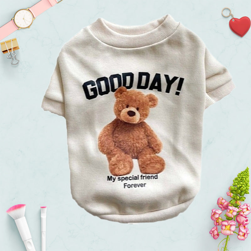 "Good Day" Bear Print Dog Hoodie - Style and Comfort for Your Dog