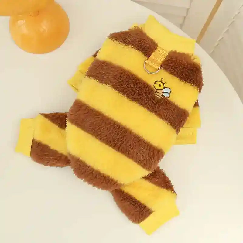Cappotto Pile Cani Bee - Giallo Marrone con Cappuccio by Dog Moda