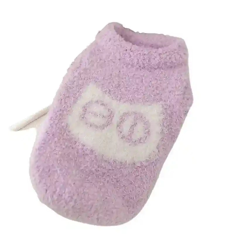 犬と猫用の柔らかいフクロウのセーター - 暖かい冬用