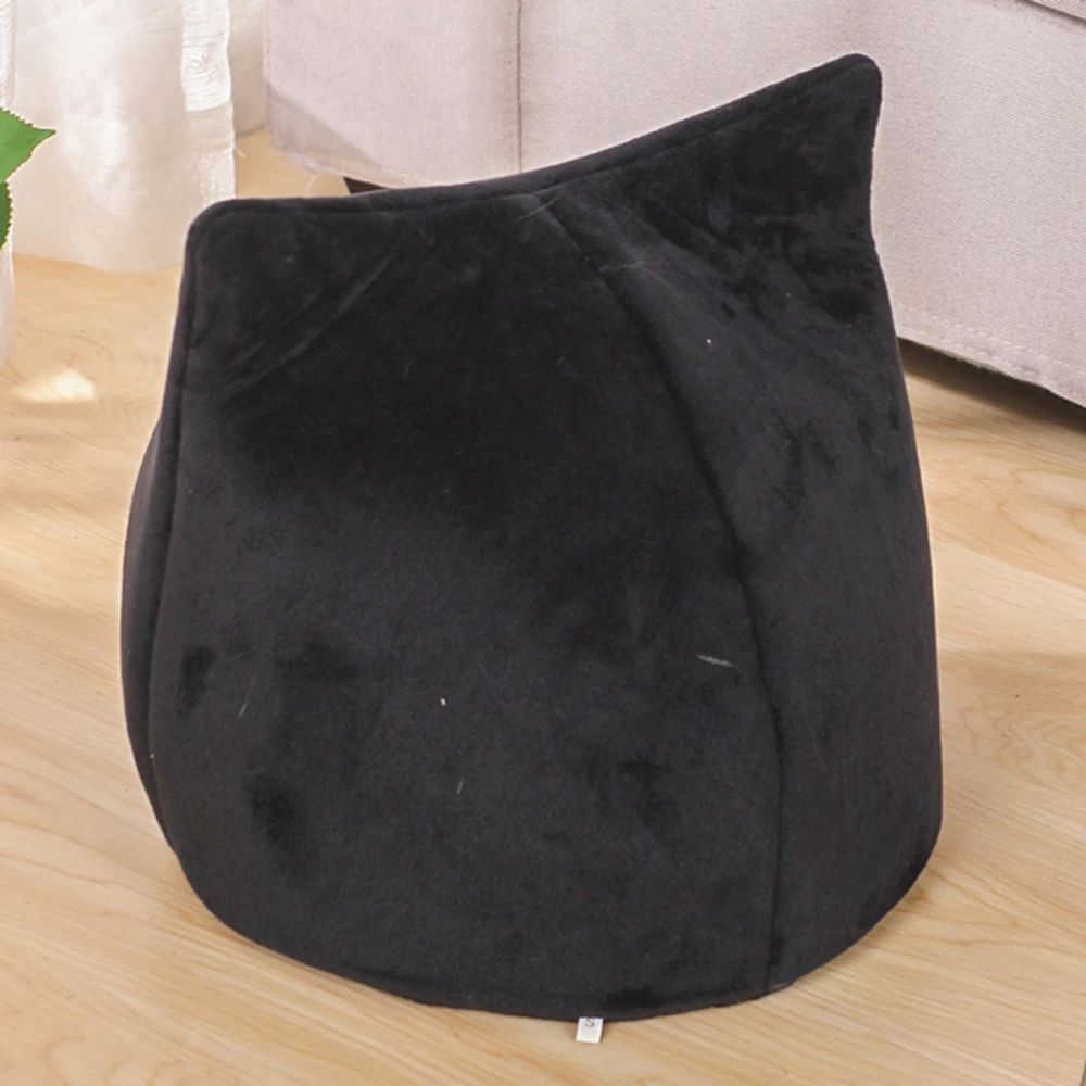 Cuccia per Gatti a Forma di Testa di Gatto Nero - Grotta Morbida per Halloween