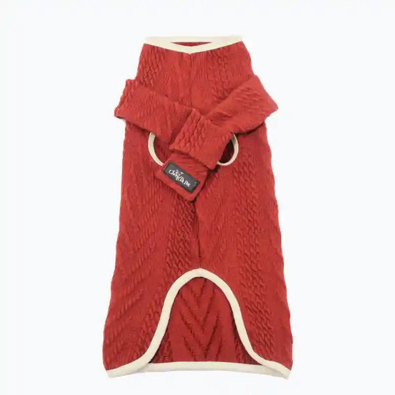 スイス製犬用セーターとスカーフ付き - 編み込み暖かい
