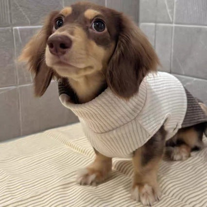 Hund- och katttröja i beige och brunt för höst och vinter