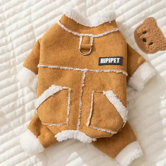 Tutina Suede Sherpa Hipipet 4 Zampe - Tasche Anello by Dog Moda