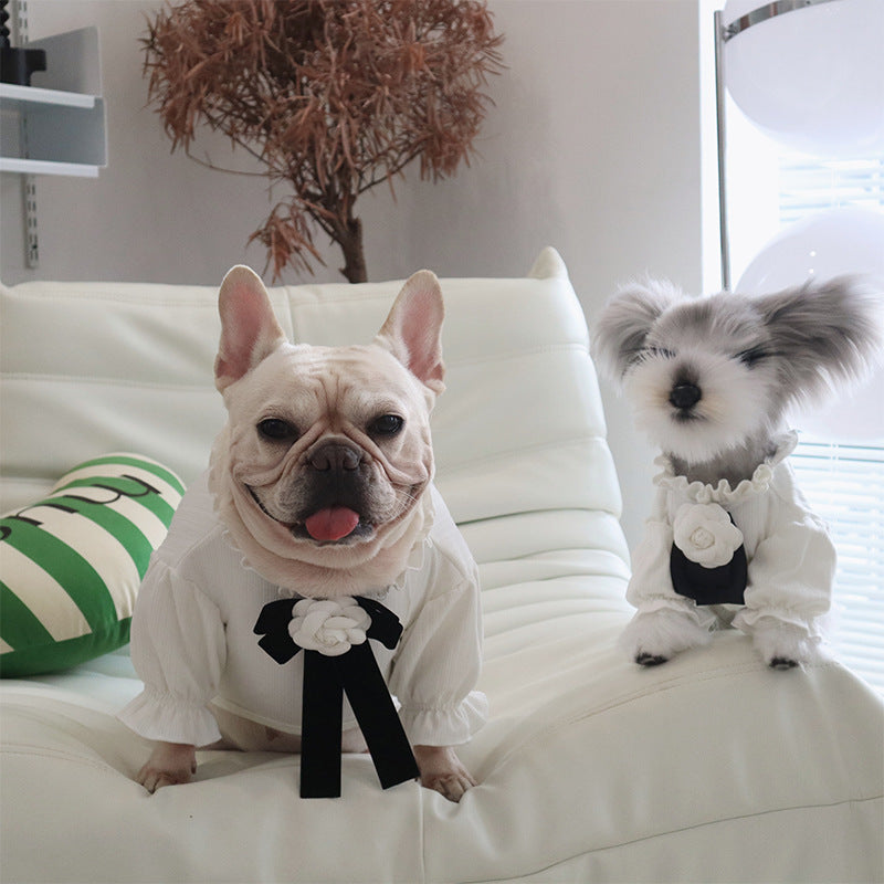 Maglia per Cani Camellia con Fiocchetto | T-shirt Princess Bianca