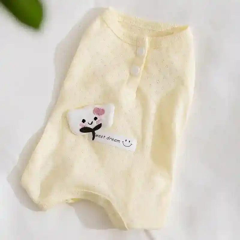 犬猫用スイートドリームメッシュ通気性ボタン付きつなぎ