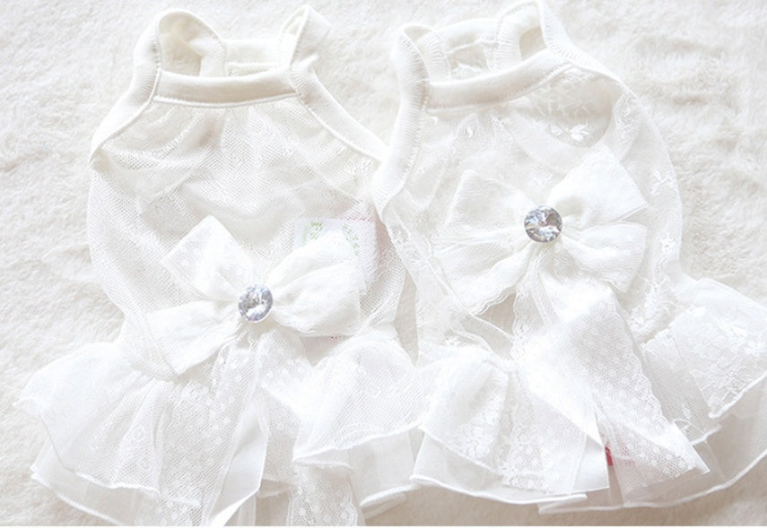 White Dog Formal Dress with "Frozen" Embroidery
