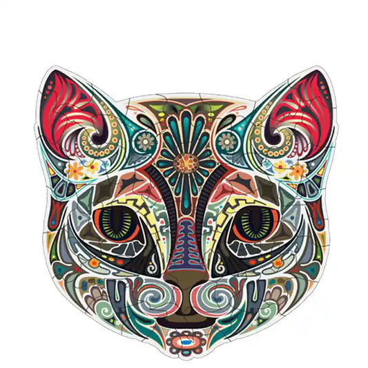 Puzzle Legno Gatto Fiori - Gioco Educativo Irregolare by Dog Moda