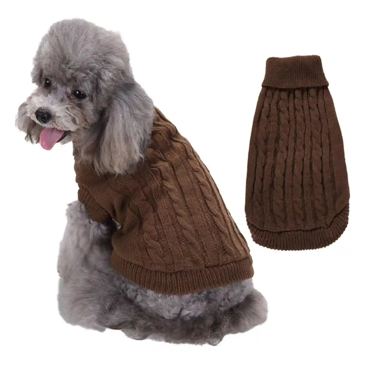 Maglione Treccia Cani Gatti Smanicato Collo Alto Acrilico by Dog Moda
