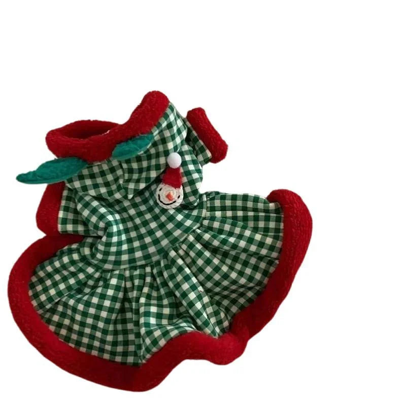 Weihnachtsmantel für Hunde mit Elchmotiv und Geweih - kariert