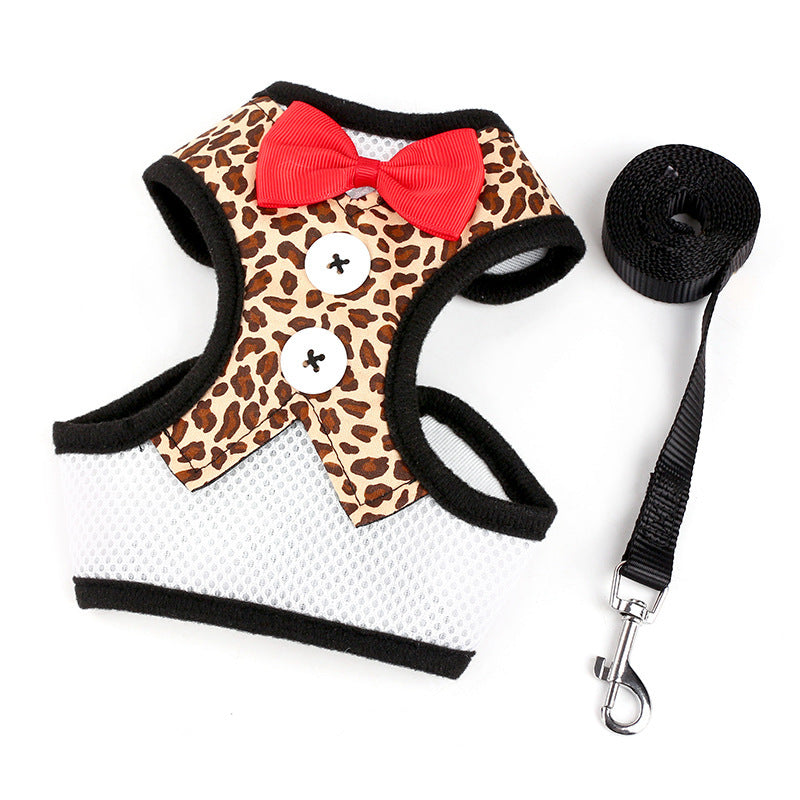 Breathable fabric dog harness and leash set "Grazia"