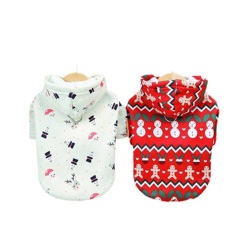 Cappotto in Pile per Cani con Pettorina | Fantasie Natalizie Rosso e Bianco
