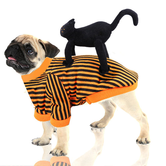 Costume per cani Halloween con gatto nero sulla schiena