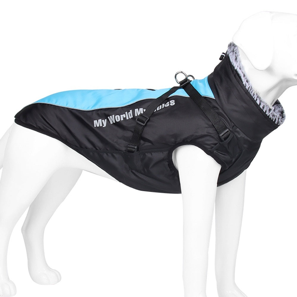 Cappotto Impermeabile per Cani Modello "World" con Pettorina Integrata e Inserti Riflettenti