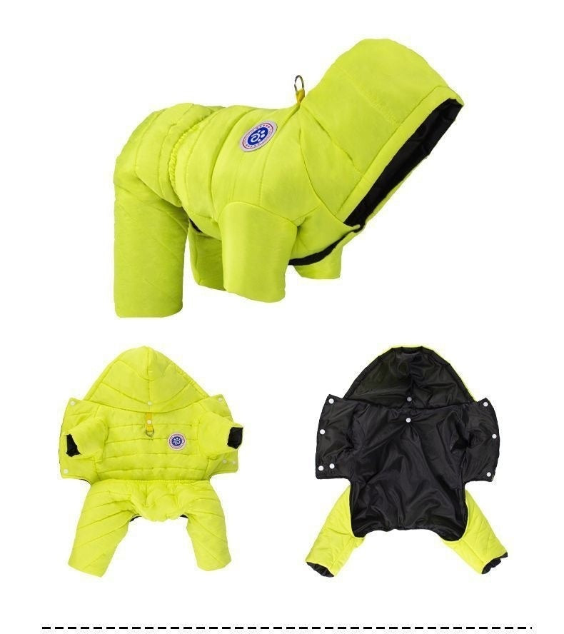 "Chamonix" Dog Down Jacket with Hood and Harness Ring - Full Protection 