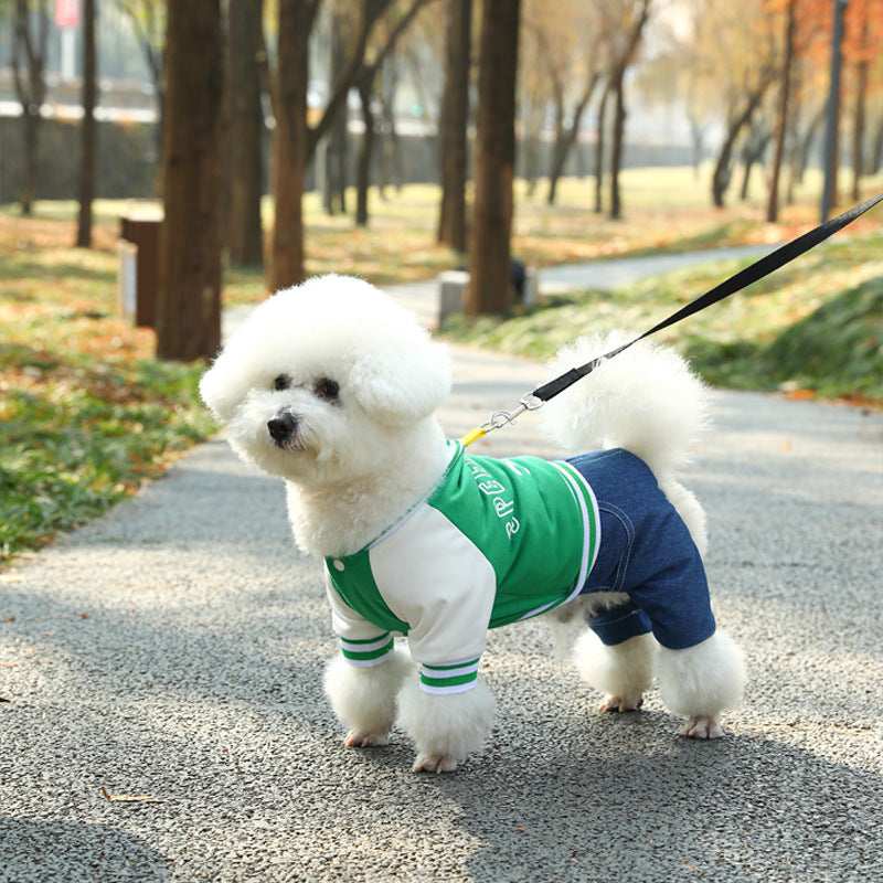 "Speed ​​Limit" Dog Coat - Sweatshirt with Harness Ring and Denim