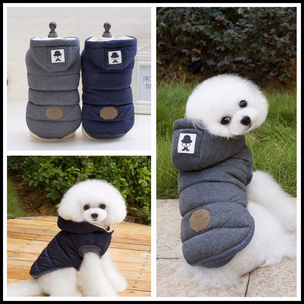 Mustache Dog Coat with Hood - Warm Padded