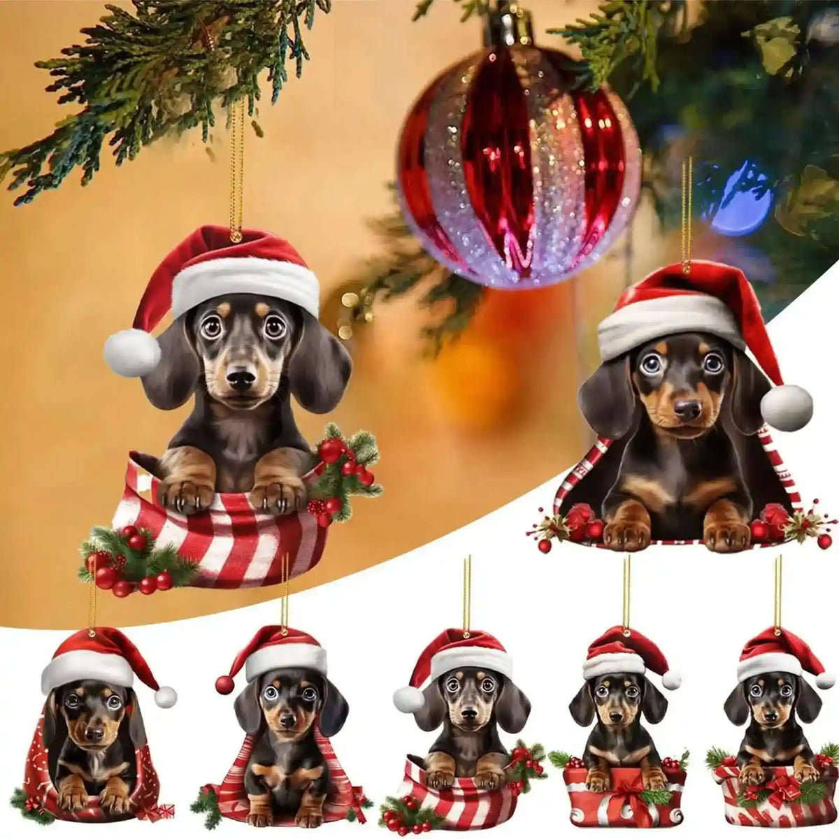 Pendaglio Natale Bassotto - Decorazione Albero Cane by Dog Moda