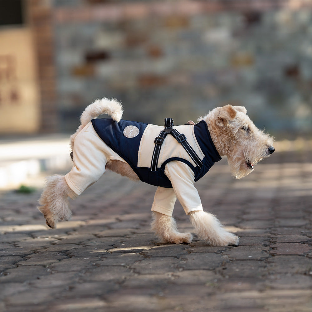 Hundemantel mit integriertem Geschirr – wasserdichtes Fleece