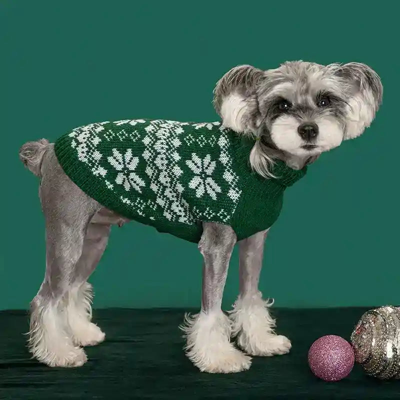 Maglione Natale Cani Fiocchi Neve Rosso Verde by Dog Moda