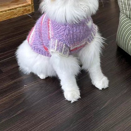 Jersey para Gatos de Rayas Bicolor - Lana y Terciopelo