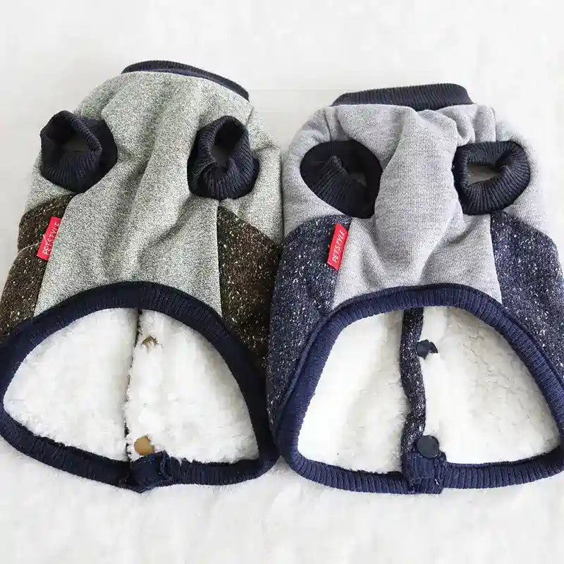 Abrigo para perros Study con botones y relleno de forro polar para invierno