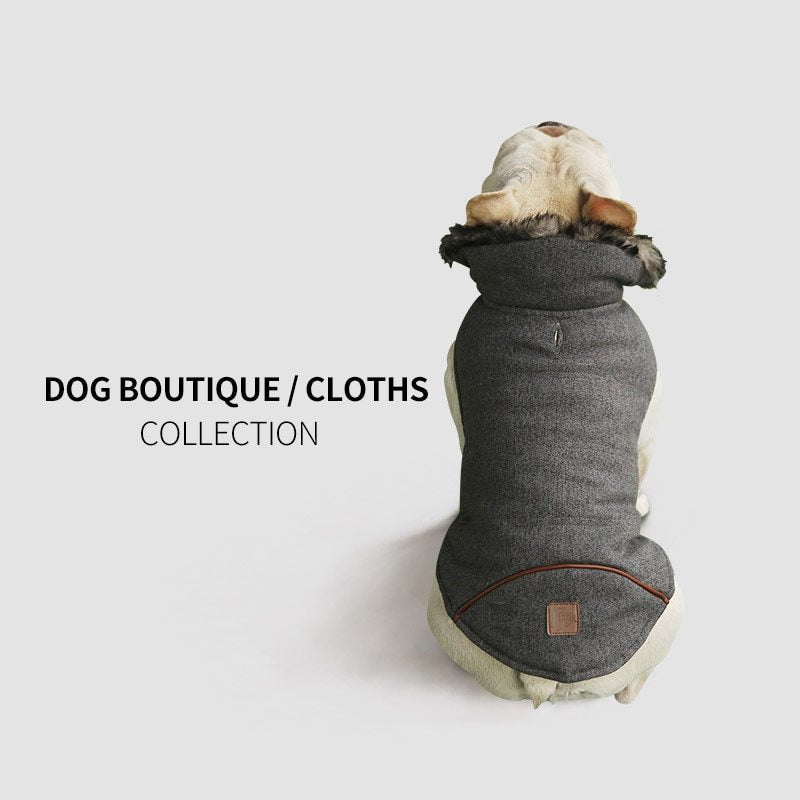 Cappottino Bulldog "Boutique" con Colletto in Eco Pelliccia – Stile e Comfort