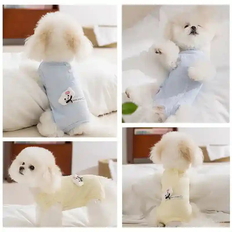 犬猫用スイートドリームメッシュ通気性ボタン付きつなぎ