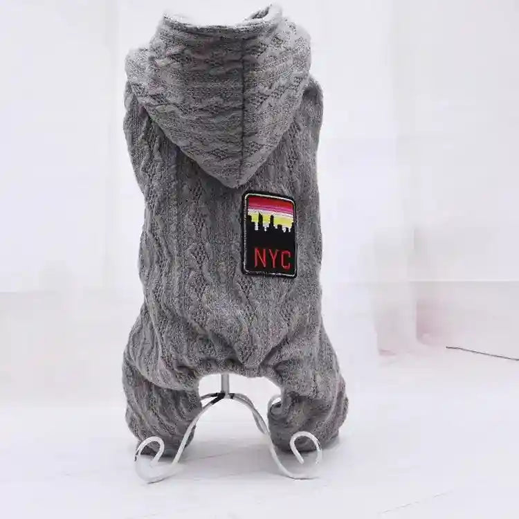 Tutina NYC Cani 4 Zampe - Cappuccio e Pile Caldo by Dog Moda