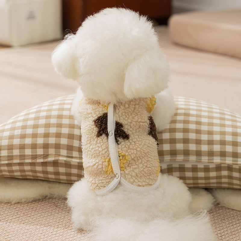 Cappotto Pile Smanicato per Cani con Orsetto - Caldo