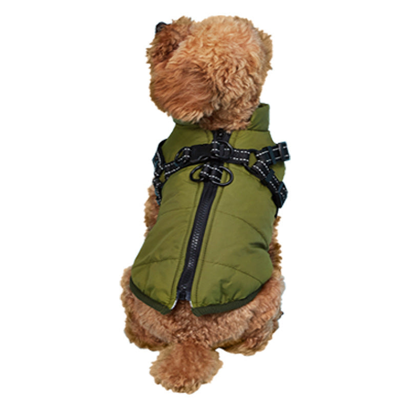 Piumino Imbottito in Pile Smanicato con Pettorina Removibile per cani - Modello FluffyPaws - Dog Moda