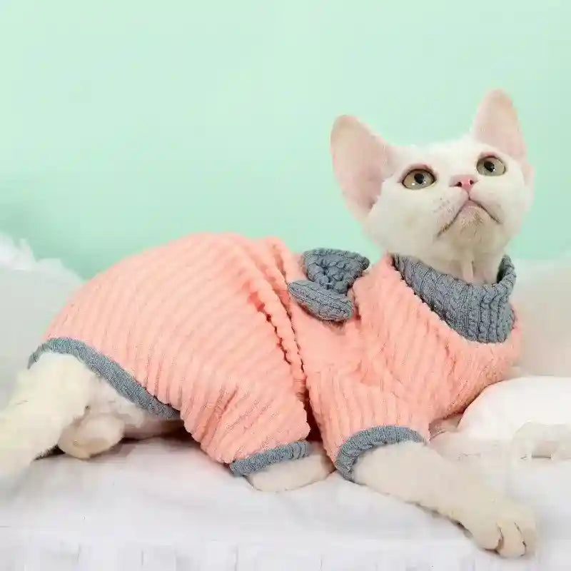 Tutina per Gatti 4 Zampe con Fiocchetto - Copertura Completa Morbida by Dog Moda