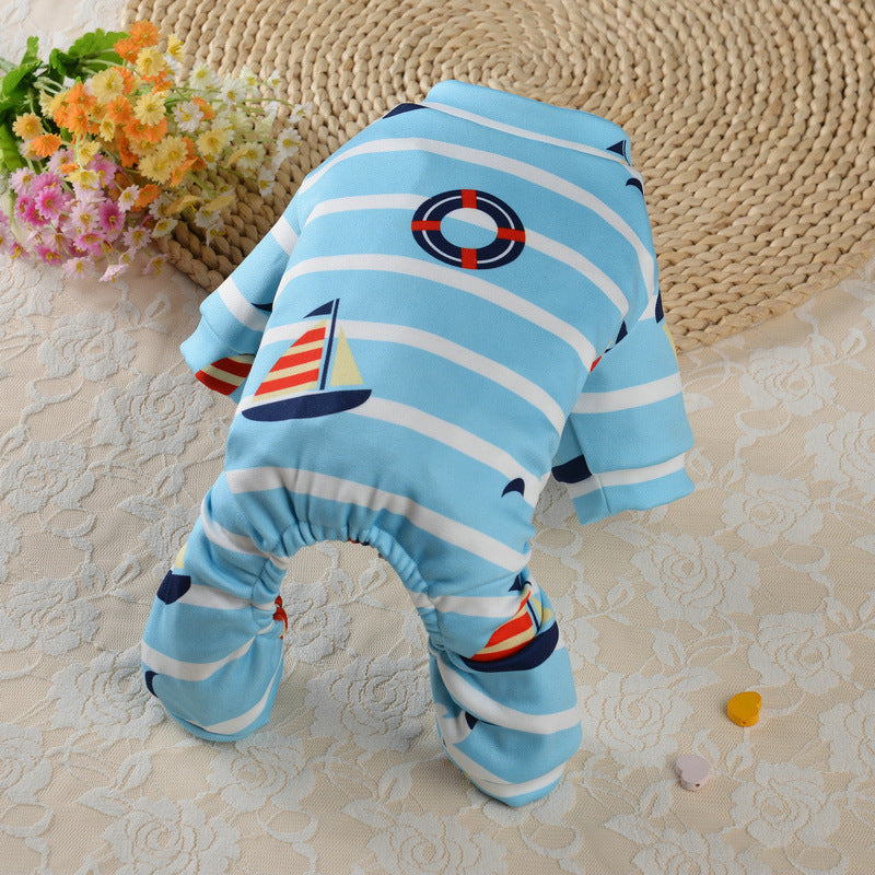 Stretch Dog Dress "Santander" with Boats and Life Jacket
