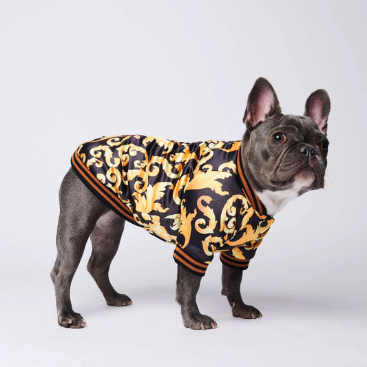 Giacca Antivento per Cani Stile Versace "The King" – Eleganza e Protezione per il Tuo Amico a Quattro Zampe