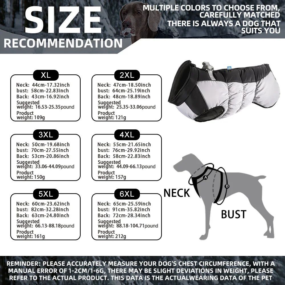 中型および大型犬用ダウンジャケット - Dogmoda