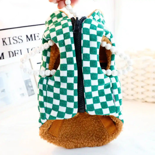Cappotto Energetic Scacchi per Cani - Colletto Alto e Zip by Dog Moda