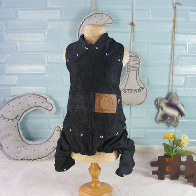 Denim Dog Jumpsuit for Toy Dogs